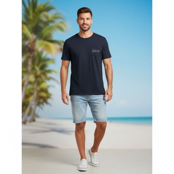 Margaritaville Jimmy Buffett License to Chill Pocket T-Shirt Blue Large Unisex - Picture 1 of 7